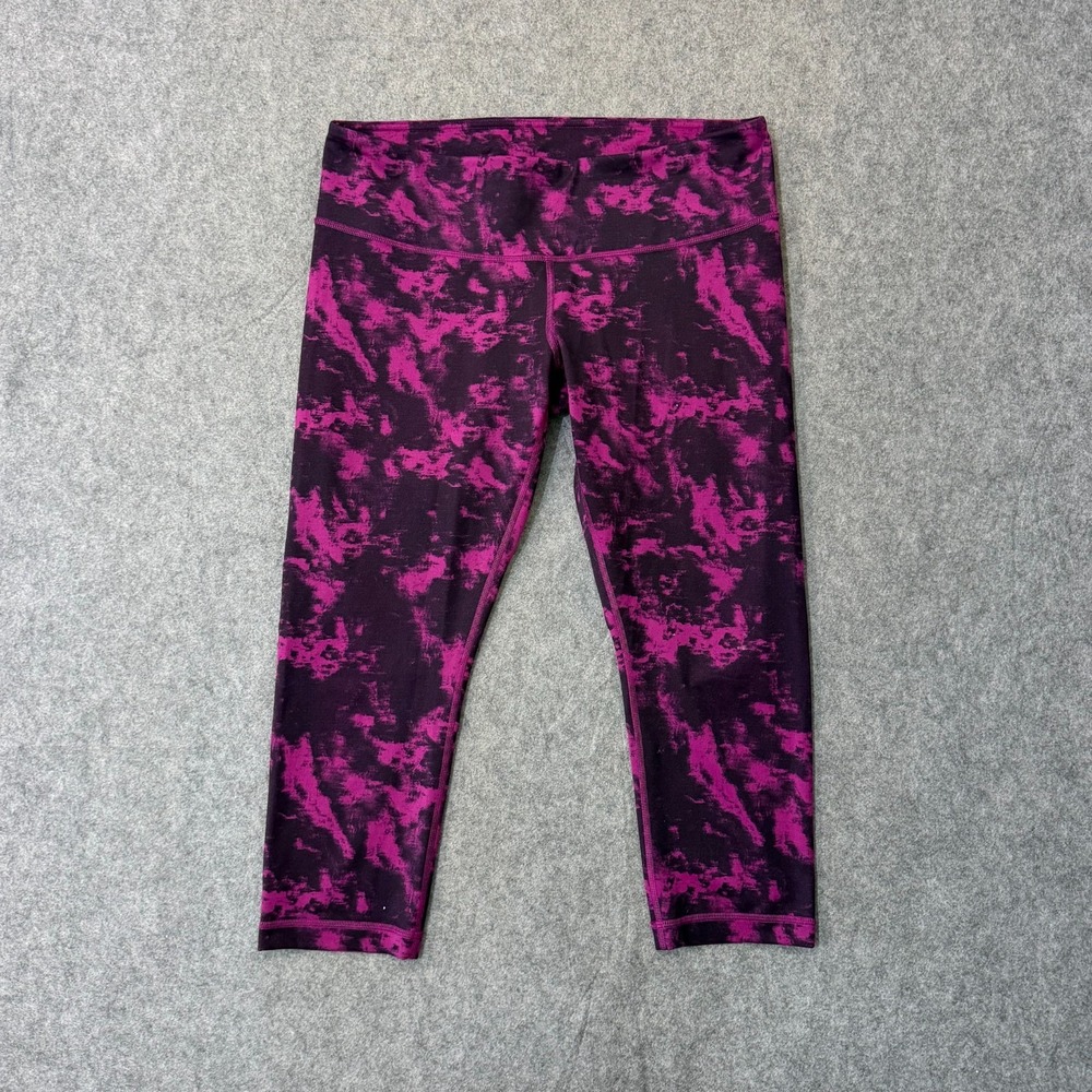 Lululemon Athletica Breezie Regal Plum Black Wunder Under Crop Women's Size 12